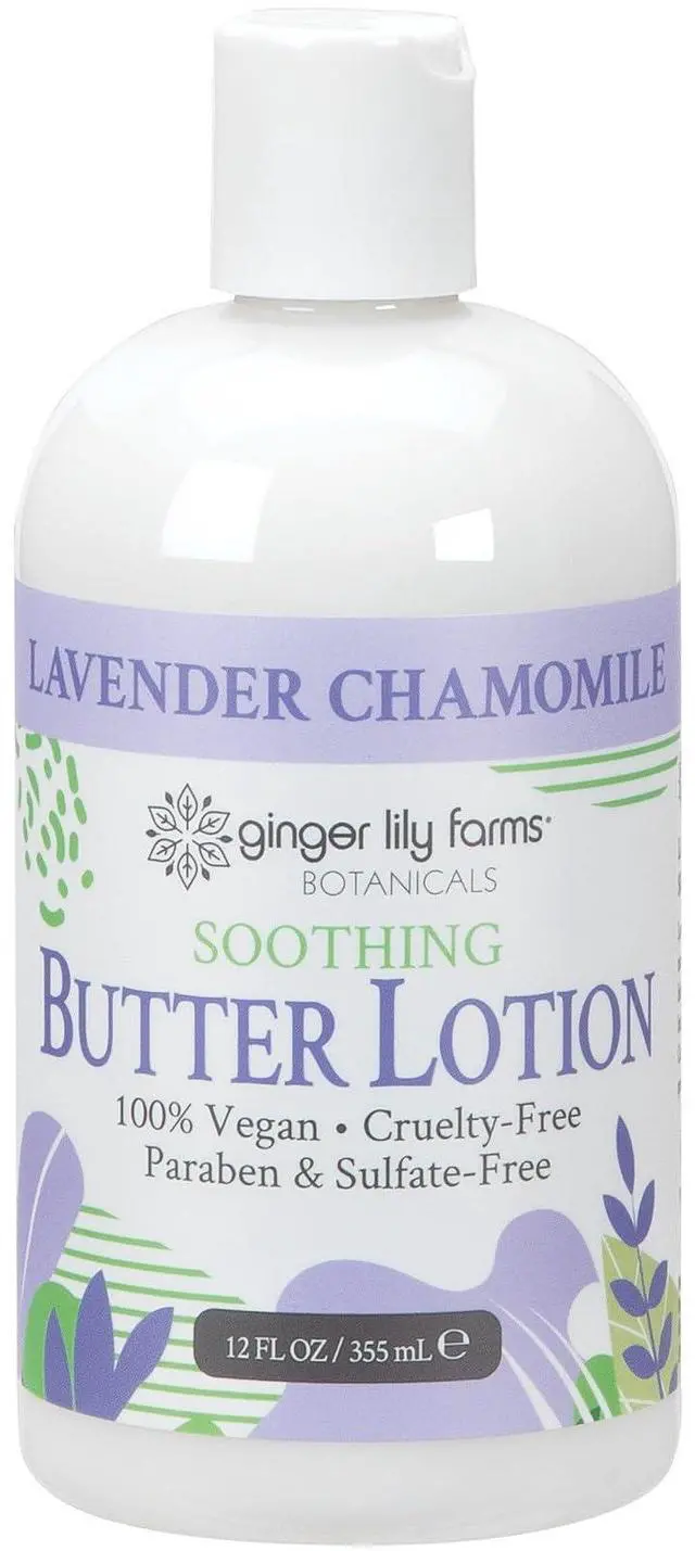 Main image of Botanicals Butter Lotion, 12oz, Lavender Chamomile | 100% Vegan & Cruelty-Free | Soothing Hand & Body Moisturizer for All Skin Types