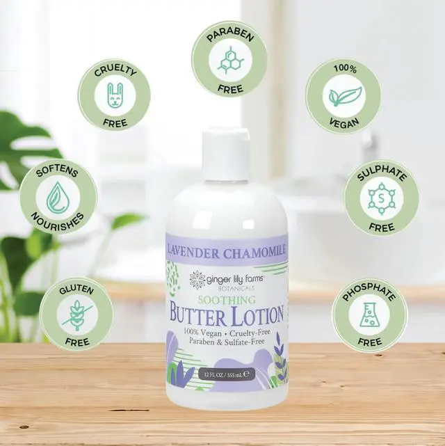 Alt view image 4 of 6 - Botanicals Butter Lotion, 12oz, Lavender Chamomile | 100% Vegan & Cruelty-Free | Soothing Hand & Body Moisturizer for All Skin Types