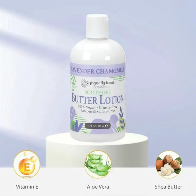 Alt view image 5 of 6 - Botanicals Butter Lotion, 12oz, Lavender Chamomile | 100% Vegan & Cruelty-Free | Soothing Hand & Body Moisturizer for All Skin Types