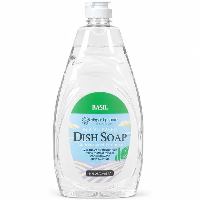 Main image of Botanicals Liquid Dish Soap, 24oz, Basil | 100% Vegan & Cruelty-Free | Concentrated Plant-Based Formula with Max Grease Cleaning Power