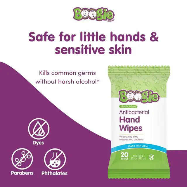 Alt view image 3 of 7 - Antibacterial Hand Wipes - 20 Count | Hypoallergenic & Alcohol-Free, Travel and Diaper Bag Essential