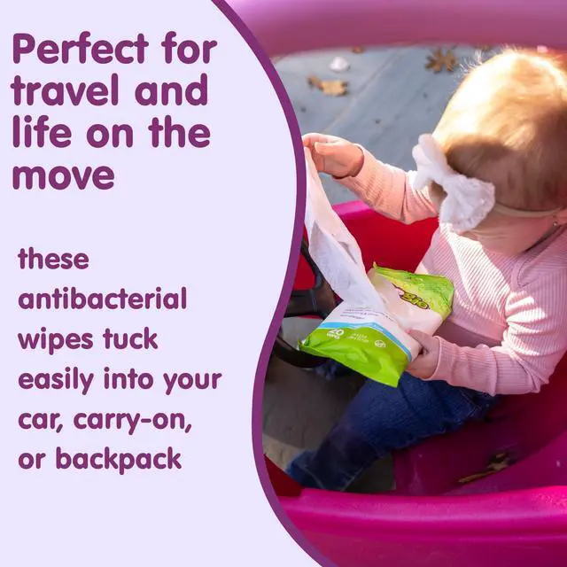 Alt view image 6 of 7 - Antibacterial Hand Wipes - 20 Count | Hypoallergenic & Alcohol-Free, Travel and Diaper Bag Essential