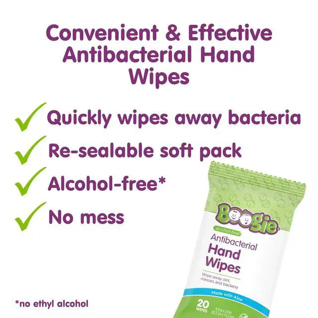 Alt view image 7 of 7 - Antibacterial Hand Wipes - 20 Count | Hypoallergenic & Alcohol-Free, Travel and Diaper Bag Essential
