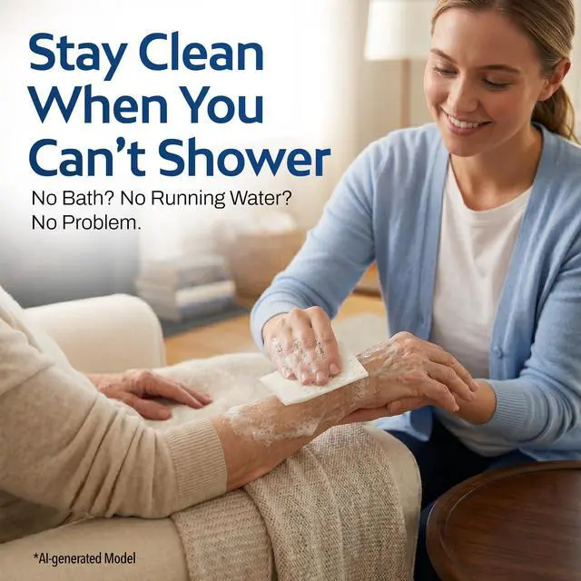 Alt view image 2 of 7 - Just-Add-Water Hygiene Kit No-Rinse Body Wash Cloths with Included Towel | Portable On-the-Go Pocket Shower for Camping, Travel, Gym, Backpacking & Emergencies | 1 Kit
