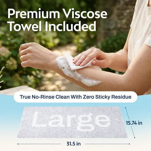 Alt view image 7 of 7 - Just-Add-Water Hygiene Kit No-Rinse Body Wash Cloths with Included Towel | Portable On-the-Go Pocket Shower for Camping, Travel, Gym, Backpacking & Emergencies | 1 Kit
