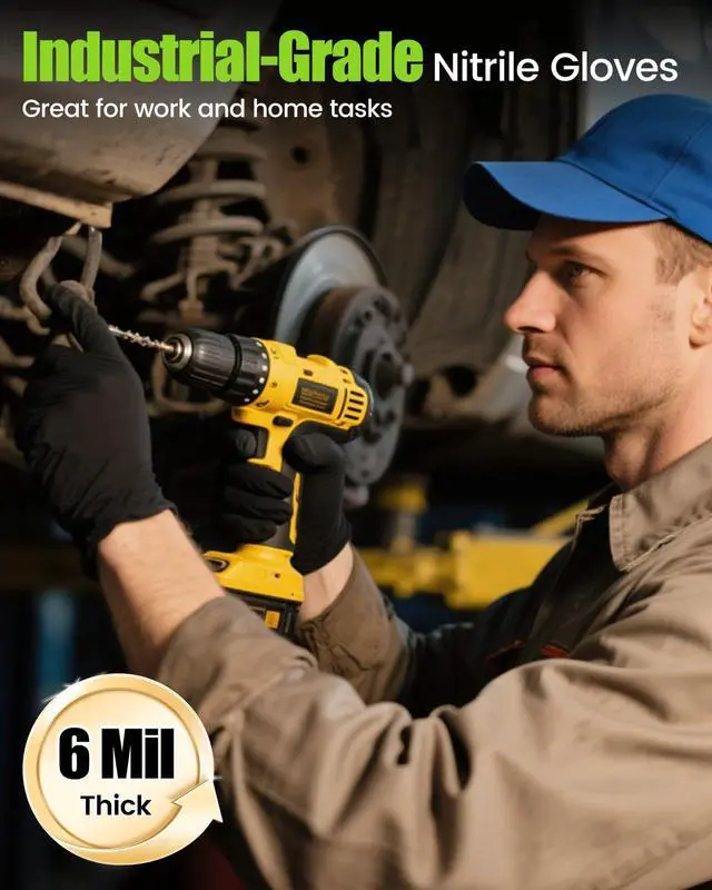 Alt view image 2 of 7 - Black Nitrile Disposable Gloves, Medium, 6 Mil, 50 Count | Powder Free, Latex Free, 510(k) Cleared, 6 Mil Disposable Gloves for Mechanic, Cleaning & Food Service