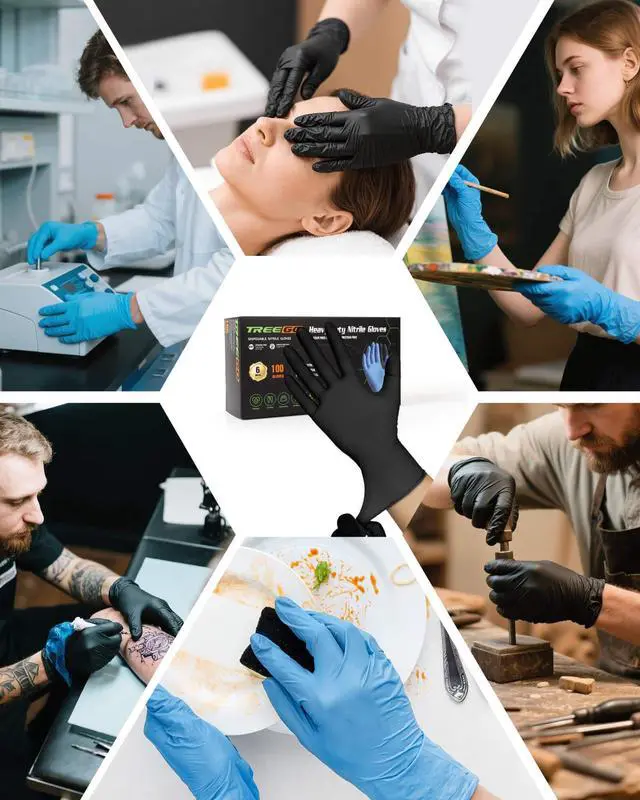 Alt view image 6 of 7 - Black Nitrile Disposable Gloves, Medium, 6 Mil, 50 Count | Powder Free, Latex Free, 510(k) Cleared, 6 Mil Disposable Gloves for Mechanic, Cleaning & Food Service