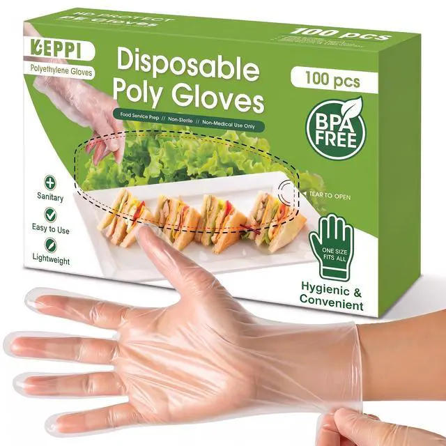 Main image of 100 pcs Disposable Gloves - BPA & Latex Free - Gloves Disposable Latex Free - For Food Handling - Food Safe - For Cooking - Bulk Purchase - Great Fit - Plastic