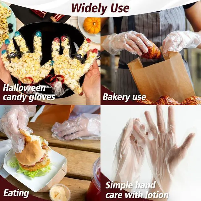 Alt view image 7 of 7 - 100Pcs Plastic Gloves Disposable - Plastic Food Safe Handling Glove | Food Prep Service Gloves, Latex-free Cooking Gloves for Food Prep, Food Service, Hair Dye, Individual Packaged, 50 Pairs