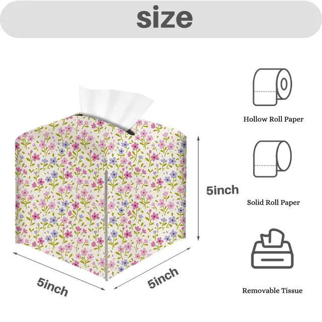 Alt view image 2 of 6 - Floral Tissue Box Cover, Tissue Box Holder for Home, Office, 5x5IN