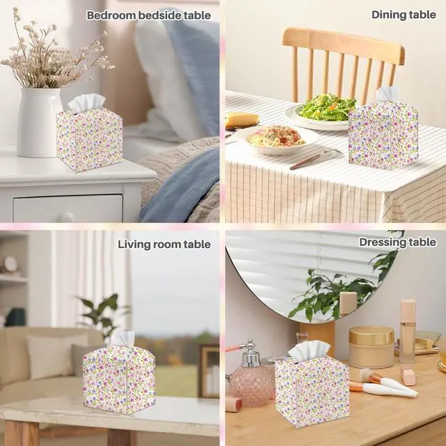 Alt view image 5 of 6 - Floral Tissue Box Cover, Tissue Box Holder for Home, Office, 5x5IN