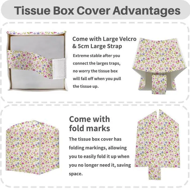 Alt view image 3 of 6 - Floral Tissue Box Cover, Tissue Box Holder for Home, Office, 5x5IN