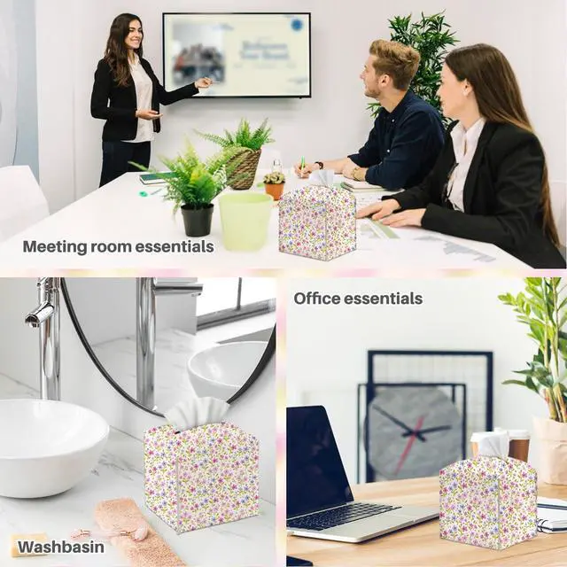 Alt view image 6 of 6 - Floral Tissue Box Cover, Tissue Box Holder for Home, Office, 5x5IN