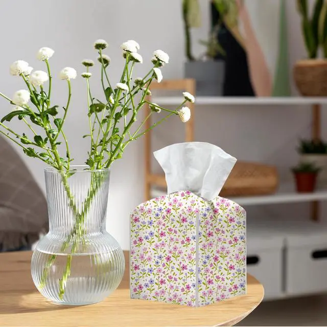 Alt view image 4 of 6 - Floral Tissue Box Cover, Tissue Box Holder for Home, Office, 5x5IN