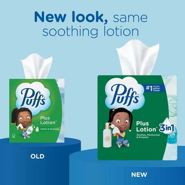 Alt view image 3 of 7 - Facial Tissues Plus Lotion, 1 Cube Box, 48 Facial Tissues per Box, Allergies and Colds (Packaging May Vary)
