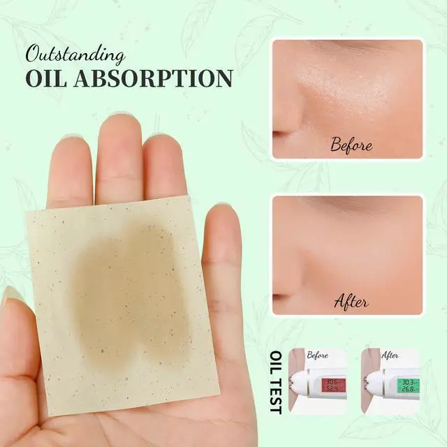 Alt view image 3 of 7 - Oil Blotting Sheets for Face Refills Only,DUcare 200 Sheets Green Tea Blotting Paper For Oily Skin