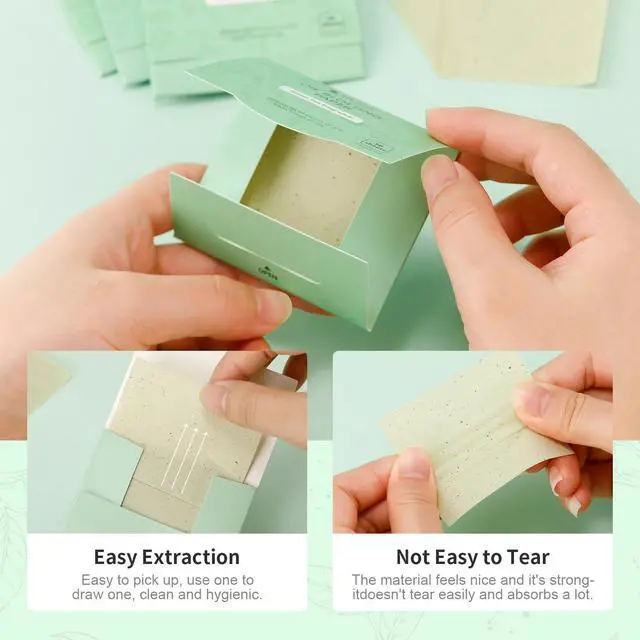 Alt view image 5 of 7 - Oil Blotting Sheets for Face Refills Only,DUcare 200 Sheets Green Tea Blotting Paper For Oily Skin