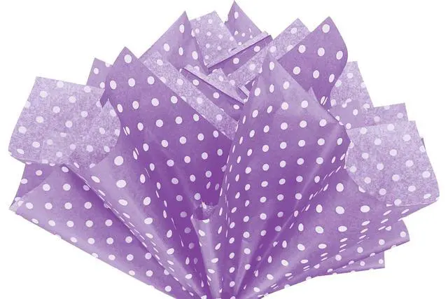 Alt view image 2 of 3 - Light Purple Polka Dot Print Gift Wrap Tissue Paper Size: 15 Inch X 20 Inch | Count: 10 Sheets | Color: Light Pink Polka Dot