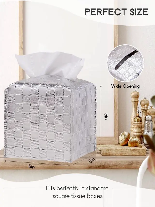 Alt view image 3 of 7 - Tissue Box Cover, Tissue Box Holder, Tissue Holders Organizer | Square, Decorative, 5"X5"X5"
