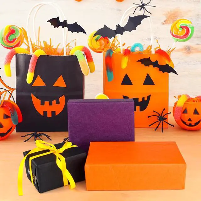 Alt view image 4 of 6 - 60 Sheets Black Purple Orange Tissue Paper for Gift Bags Packaging | 14" x 20", Gift Bag Wrapping, Halloween Fall Autumn Birthday Party Decor, Art Crafts, Flower Packaging, Gift Bag Box Filling
