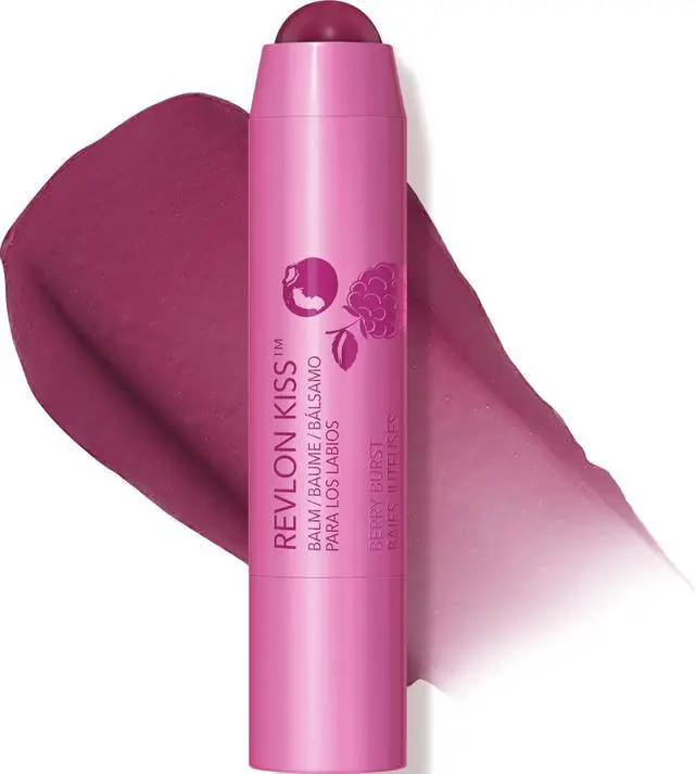 Main image of Kiss Balm with Sunscreen SPF 20, 035 Berry Burst, 0.09 oz | Tinted lip balm infused with natural fruit oils. Up to 8 hours of moisture with SPF 20 protection.