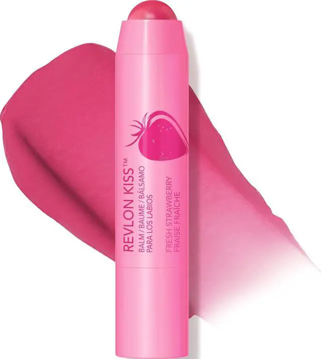 Main image of Kiss Balm with Sunscreen SPF 20, 025 Fresh Strawberry, 0.09 oz | Tinted lip balm infused with natural fruit oils. Up to 8 hours of moisture with SPF 20 protection.