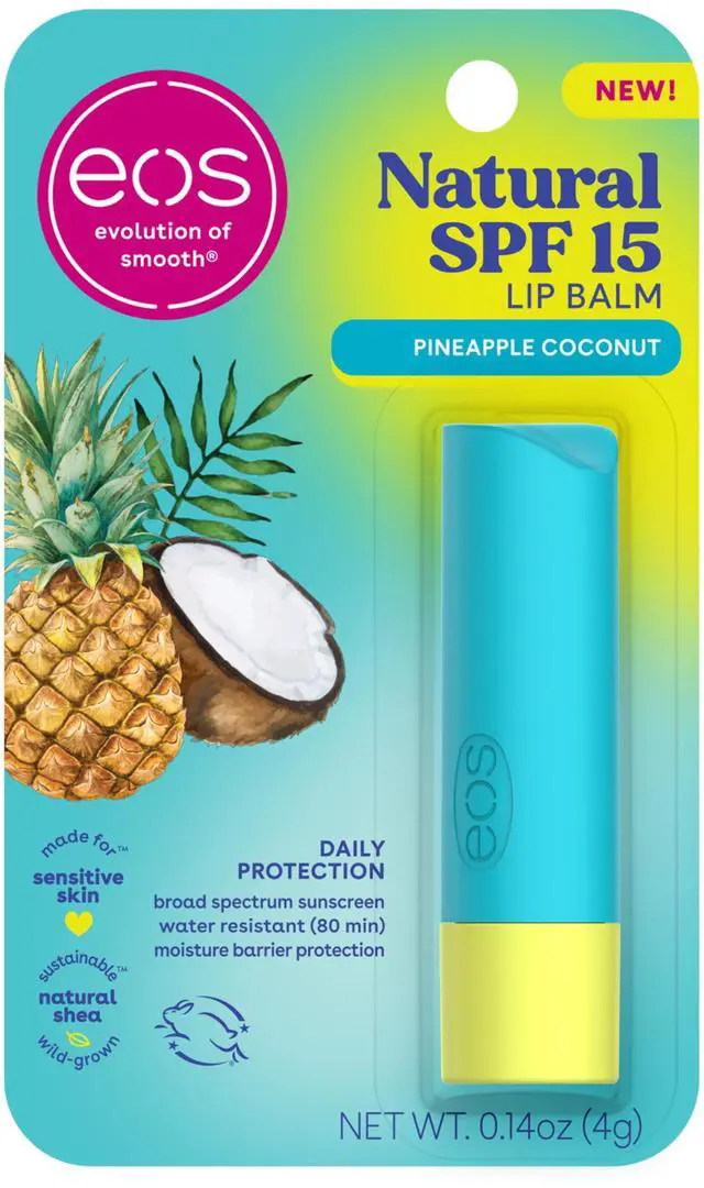 Main image of Natural SPF 15 Lip Balm - Pineapple Coconut, Water Resistant, 0.14 oz