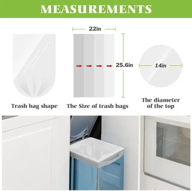Alt view image 2 of 7 - 8 Gallon 70 Counts Unscented Clear Medium Trash Bags, 30L Thick Bin Liners, Fit 610 Gallon Waste Baskets, Small Plastic Garbage Bags for Bathroom, Home, Office & Car