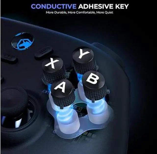 Alt view image 4 of 6 - Wireless PC Gaming Controller - Hall Effect Joystick, 2.4G & Wired 1000Hz Polling Rate, 800mAh Battery, Adjustable Turbo/Vibration - for PC/Switch/iOS/Android-off Black version