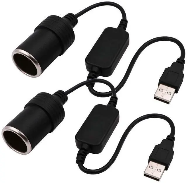 Main image of USB A Male to 12V Car Cigarette Lighter Socket Female Converter Cable 2-Packfor Low-Power Devices only (2A)