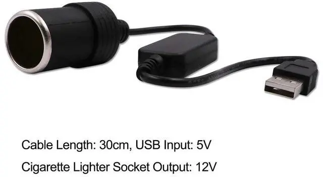 Alt view image 2 of 7 - USB A Male to 12V Car Cigarette Lighter Socket Female Converter Cable 2-Packfor Low-Power Devices only (2A)