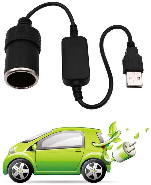 Alt view image 4 of 7 - USB A Male to 12V Car Cigarette Lighter Socket Female Converter Cable 2-Packfor Low-Power Devices only (2A)