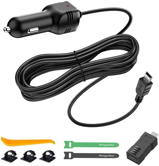 Main image of Dash Camera Car Charger, Mini USB and Micro USB Interfaces, Driving Recorders Power Cord Universal Car Adapter Power Cord 3.5m/11.5ft 12V/24V to DC5V 2A(I Interface)