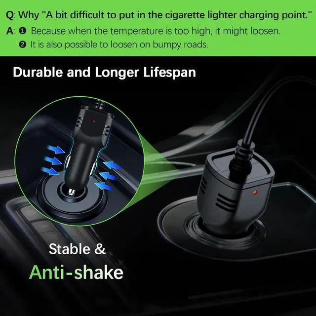 Alt view image 7 of 7 - Dash Camera Car Charger, Mini USB and Micro USB Interfaces, Driving Recorders Power Cord Universal Car Adapter Power Cord 3.5m/11.5ft 12V/24V to DC5V 2A(I Interface)