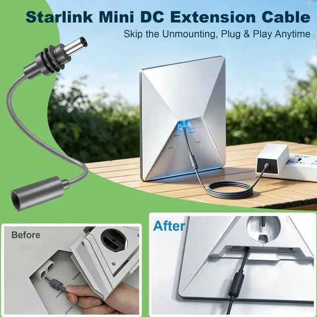 Alt view image 2 of 5 - Starlink Mini Car Adapter & USB Type C to DC Cable, 2-Piece Extension Cable Set, 100W Max for PD Power Bank & Charger, Protects Starlink Port from Wear, IP68 Waterproof for RV, Truck, Camping & Boat