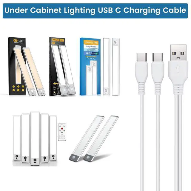 Alt view image 2 of 5 - Under Cabinet Lighting USB C Charging Cable, Charger for MCGOR Motion Sensor Light Indoor, with Power Adapter