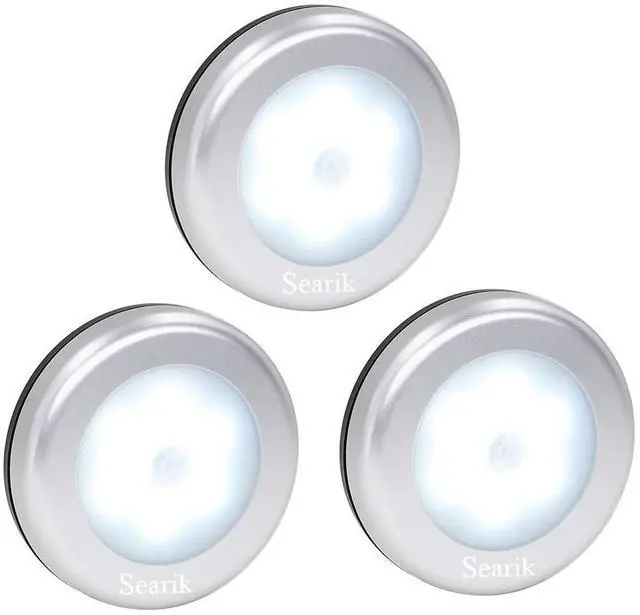 Main image of 3 Pcs Motion Sensor Light Indoor, Searik Magnetic LED Night Light Battery Powered Step Lights Stair Closet Light Under Cabinet Lighting Stick On Anywhere Lamp for Home Kitchen Hallway Cabinet Bathroom