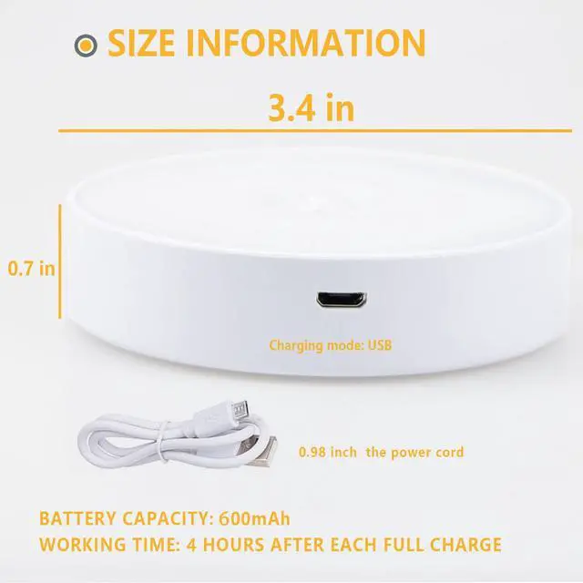 Alt view image 3 of 7 - 4 Pack Motion Sensor Puck Lights Indoor LED Closet Lights USB Rechargeable Battery Powered Night Light 9LEDs 6000k Dimmable Under Cabinet Light Stick-on for Pantry Bedroom Kitchen (Cool White)