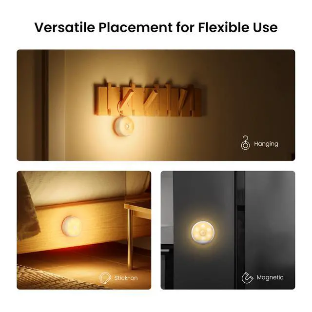 Alt view image 7 of 7 - Night Light, Motion Sensor NightLights for Kids, USB-C Rechargeable Magnetic with Auto Dusk to Dawn&Warm White, Nursery Night Light, LED Closet Light for Bedroom, Hallway, Stairs, Under Bed