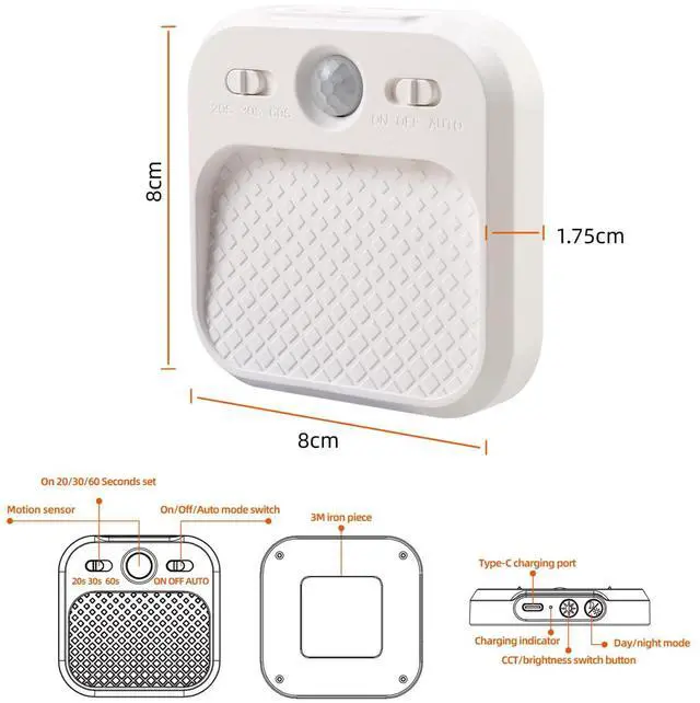 Alt view image 2 of 7 - Motion Sensor Night Lights Rechargeable with Timer, Battery Cabinet Light with 3 Color Temperatures Stepless Dimming, Magnetic Closet Light for Travel, RV, Cruise Essentials 2026