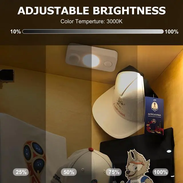 Alt view image 5 of 7 - LED Motion Sensor Puck Lights, Rechargeable Cabinet Lights, Stick on Wireless LED Night Light for Closet, Drawer, Shelf, Under Cabinet, Warm White 4Pack, USB Charging Cord Included