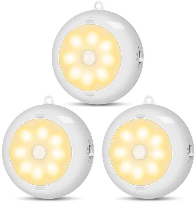 Main image of Motion Sensor Light Indoor AA Battery Operated, Under Cabinet Lighting, Magnetic Stick on LED Puck Lights for Stair, Wall, Closet, Dimmable, 3000K Warm White (3 Pack)