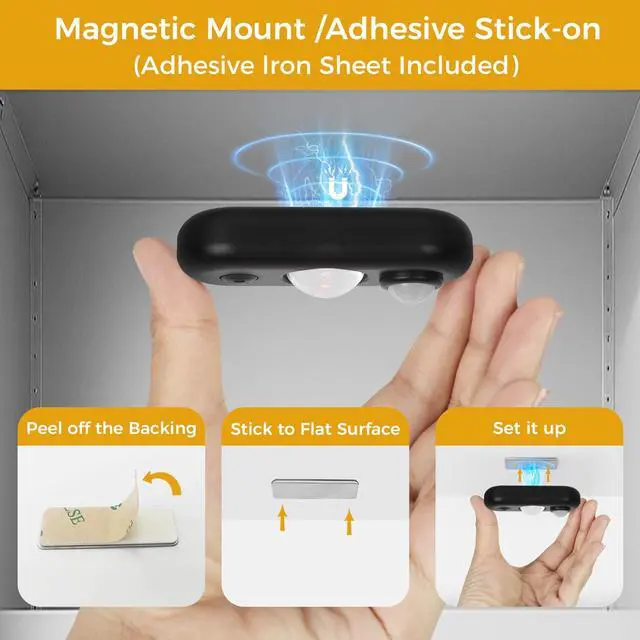 Alt view image 6 of 7 - LED Motion Sensor Puck Lights, Small Rechargeable Under Cabinet Light, Dimmable Warm White Closet Lights, Wireless Under Cabinet Lighting for Drawer, Kitchen (4 Pack)