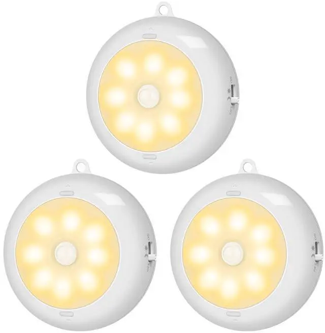 Main image of 3.3 Motion Sensor Light Indoor AA Battery Powered, Under Cabinet Lighting Battery Operated, Magnetic Stick on LED Puck Nights Lights for Kitchen, Wall, Stair, Dimmable, 3000K Warm White (3 Pack)