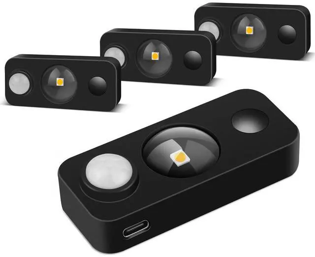 Main image of Black Motion Sensor Night Light, Wireless Rechargeable Puck Lights for Cabinet, Dimmable Stick on LED Closet Lights, Warm White Motion Sensor Light Indoor(4 Pack)