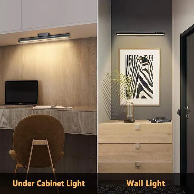 Alt view image 6 of 6 - Rechargeable Magnetic LED Light Bar with Remote, Under Cabinet Lighting Wireless, Battery Powered Operated Wall Strip Lights, Dimmable Desk Lamp for Mirror Closet Picture Kitchen Black