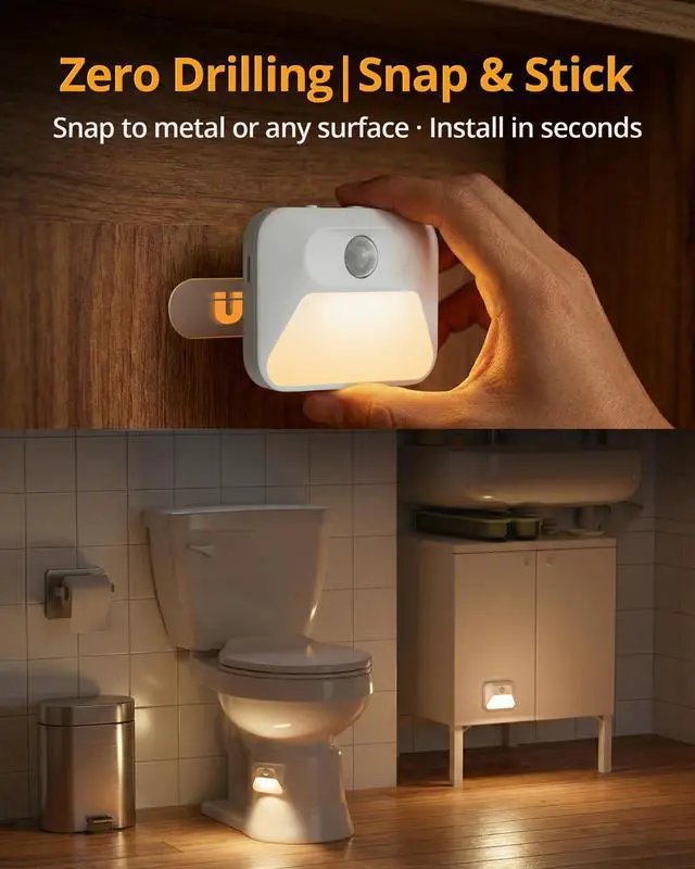 Alt view image 6 of 7 - Rechargeable Sync Motion Sensor Night Lights with 3-in-1 Charging Dock, Stepless Dimmable Indoor Step Light for Stairs, Hallway, Bathroom, Bedroom, Pets and Nursery, 3 Pack