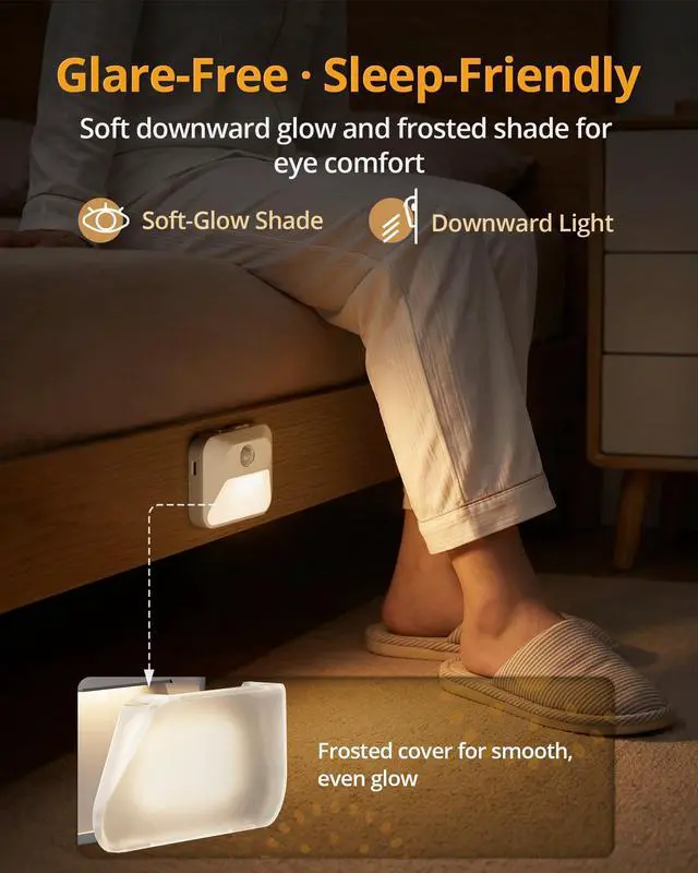 Alt view image 7 of 7 - Rechargeable Sync Motion Sensor Night Lights with 3-in-1 Charging Dock, Stepless Dimmable Indoor Step Light for Stairs, Hallway, Bathroom, Bedroom, Pets and Nursery, 3 Pack
