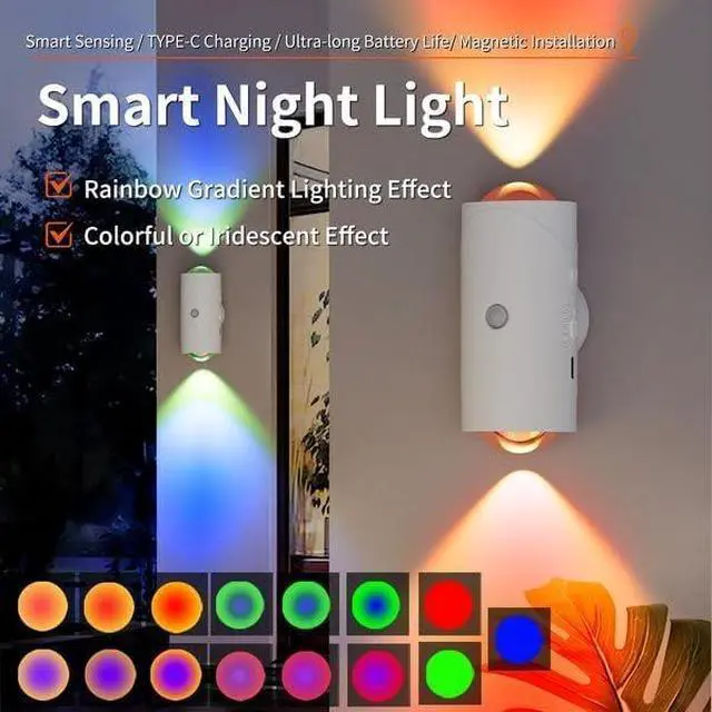 Alt view image 2 of 7 - Rechargeable LED Wall Lamp Magnetic Motion Sensor Dimmable Stick on Night Light for Bedroom Closet Under Cabinet Lighting (2, White)