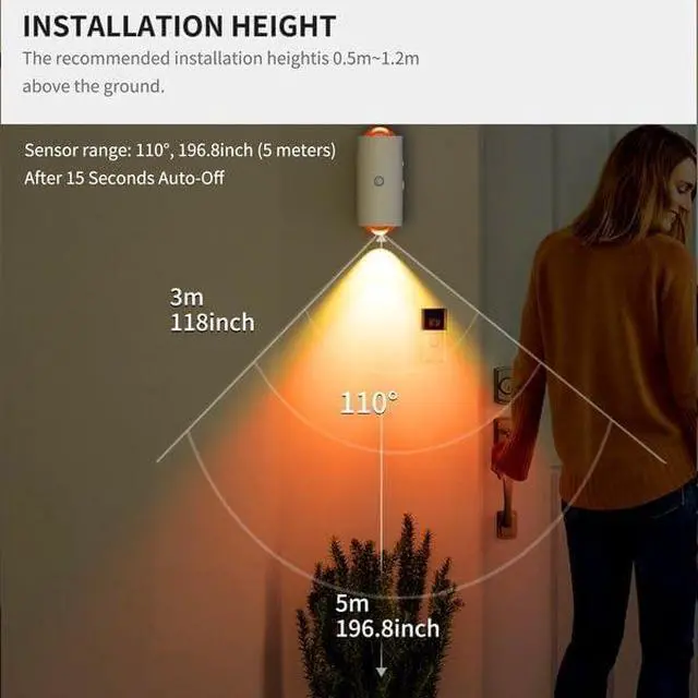 Alt view image 5 of 7 - Rechargeable LED Wall Lamp Magnetic Motion Sensor Dimmable Stick on Night Light for Bedroom Closet Under Cabinet Lighting (2, White)
